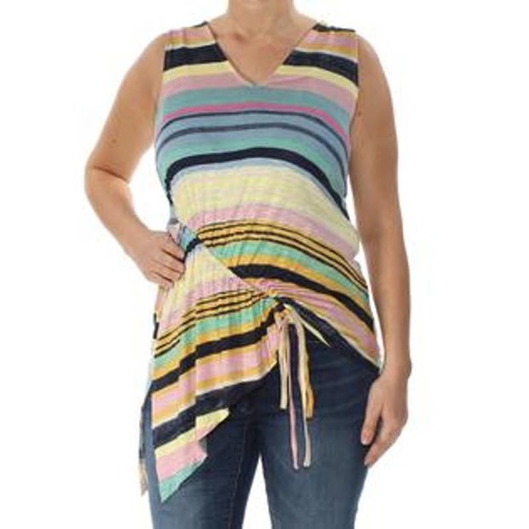 RACHEL Rachel Roy Tops - NWOT RACHEL Rachel Roy Asymmetrical Striped Sleeveless V Neck Top Size 0X